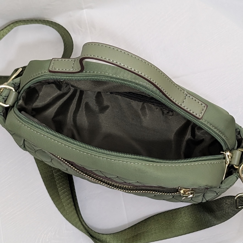 Bella Russo Olive Quilted Crossbody Bag with Gold Accents - Picture 4 of 15